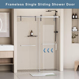EAKYHOM 60 in. W x 76 in. H Soft Closing Single Sliding Frameless Shower Door in Chrome Finish w/ 5/16 in. Tempered Clear Glass