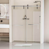 EAKYHOM 60 in. W x 76 in. H Soft Closing Single Sliding Frameless Shower Door in Chrome Finish w/ 5/16 in. Tempered Clear Glass