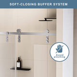 EAKYHOM 60 in. W x 76 in. H Soft Closing Single Sliding Frameless Shower Door in Chrome Finish w/ 5/16 in. Tempered Clear Glass