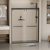 EAKYHOM 56 in. to 60 in. W x 76 in. H Double Sliding Semi-Frameless Shower Door in Matte Black Finish w/ 5/16 in. Tempered Glass