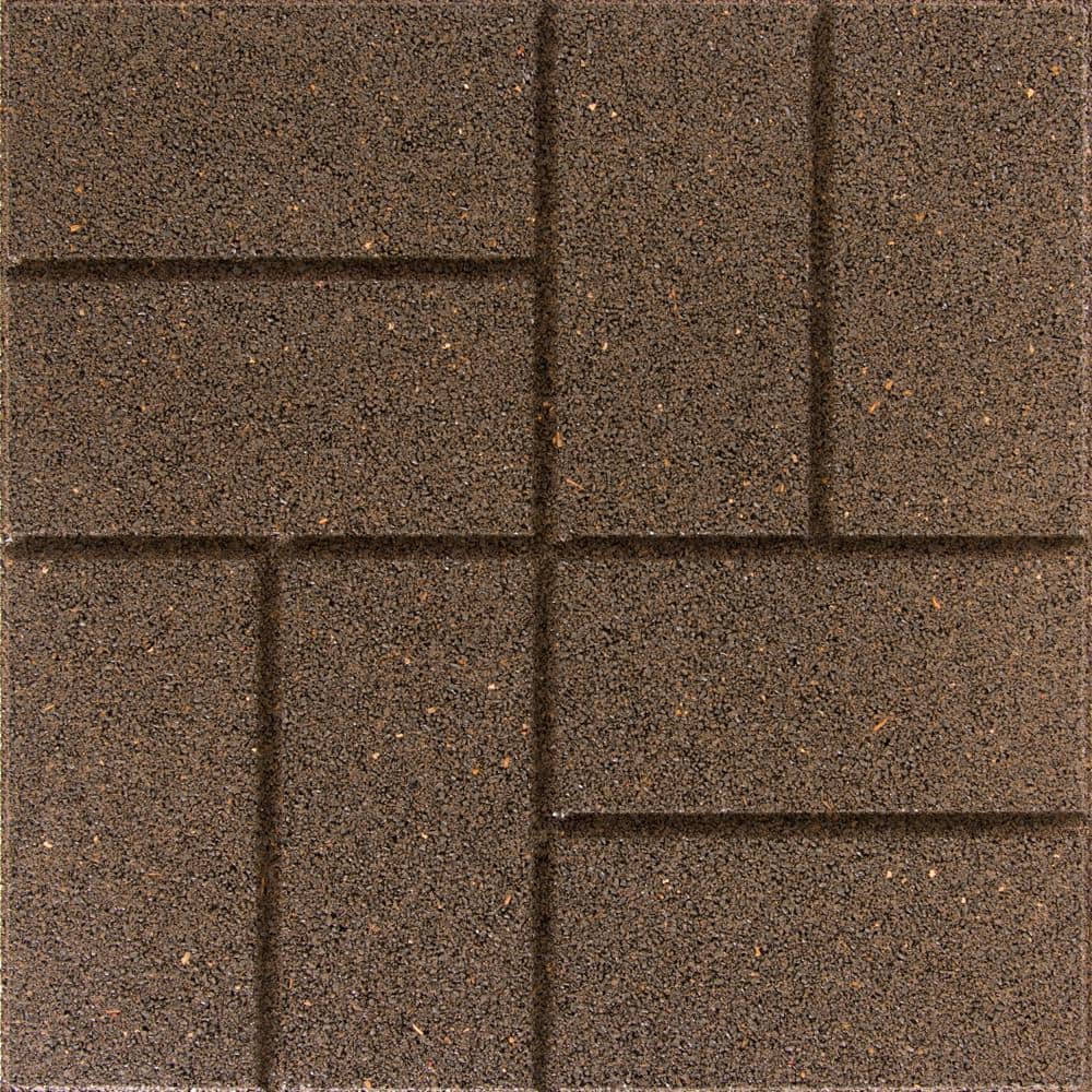 Envirotile Reversible 16 in. x 16 in. x 0.75 in. Earth Brick Face/Flat Profile Rubber Paver