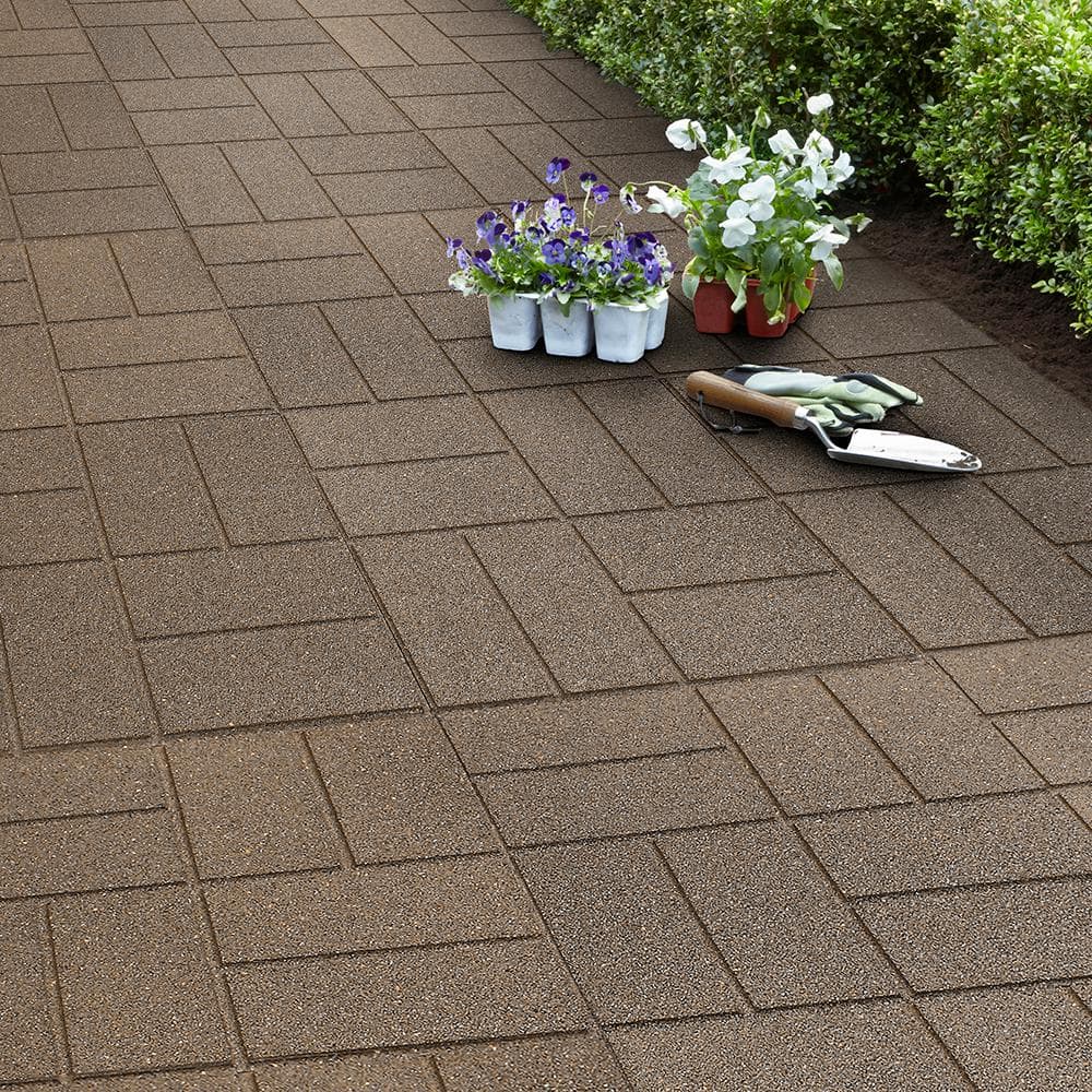 Envirotile Reversible 16 in. x 16 in. x 0.75 in. Earth Brick Face/Flat Profile Rubber Paver