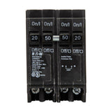 Eaton BR 1- 50 Amp 2-Pole and 2-20 Amp 1 Pole BQC (Common Trip) Quad Circuit Breaker