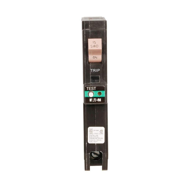 Eaton 15 Amp 120-Volt/240-Volt Single Pole AFCI Plug-On Neutral Circuit Breaker
