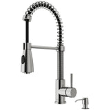 Brant Single-Handle Pull-Down Sprayer Kitchen Faucet with Soap Dispenser in Matte Gold - Super Arbor