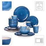 Bella 16- Piece Blue Porcelain Dinnerware Sets (Service for Set for 4)