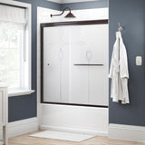 Simplicity 60 in. x 58-1/8 in. Semi-Frameless Traditional Sliding Bathtub Door in Nickel with Rain Glass - Super Arbor