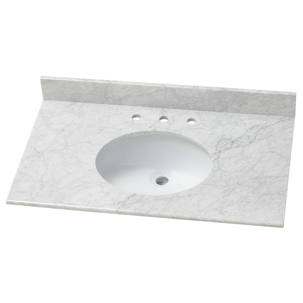 31 in. x 22 in. Stone Effects Vanity Top in Cascade with White Sink - Super Arbor