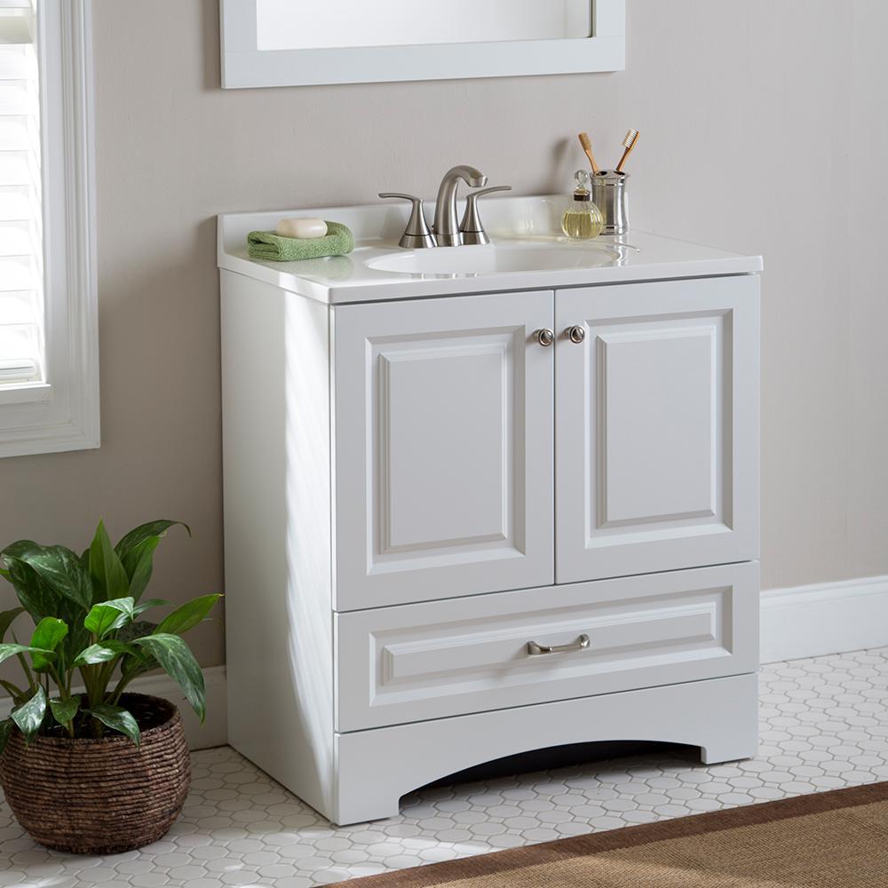 Lancaster 30 in. W Bath Vanity in White with Cultured Marble Vanity Top in White - Super Arbor