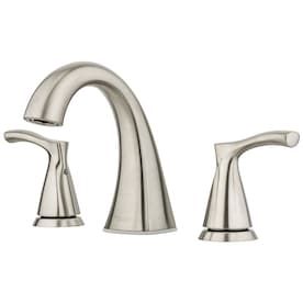 New Lower Price; Pfister Masey Brushed Nickel 2-Handle Widespread WaterSense Bathroom Sink Faucet with Drain