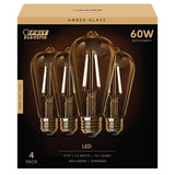 Feit Electric 60-Watt Equivalent ST19 Dimmable LED Amber Glass Vintage Edison Light Bulb With Straight Filament Warm White (8-Pack)