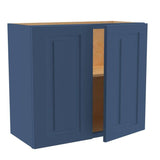 Home Decorators Collection Grayson 27 in. W x 12 in. D x 24 in. H Assembled Plywood Wall Bridge Kitchen Cabinet in Mythic Blue with Soft Close