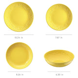 Kutahya Ivy Collection 16-Piece Yellow Embossed Earthenware Dinnerware Set