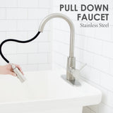 Complete 22.875 in. x 23.5 in. White 19 Gal. Utility Sink Set with Metal Hybrid Stainless Steel Pull-Down Faucet - Super Arbor