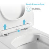 Wall-Hung 1-Piece 1.6 GPF/0.8 GPF High Efficiency Dual Flush Round Bowl Toilet in White Skirted All-in-One Seat Included - Super Arbor