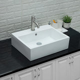 20 in. x 18 in. Rectangle Ceramic Bathroom Vessel Sink in White with Faucet Hole - Super Arbor
