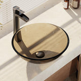 Glass Vessel Sink in Crystal with R9-7007 Faucet and Pop-Up Drain in Chrome - Super Arbor
