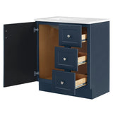 Style Selections Davies 30-in Navy Single Sink Bathroom Vanity with White Cultured Marble Top (Mirror Included)
