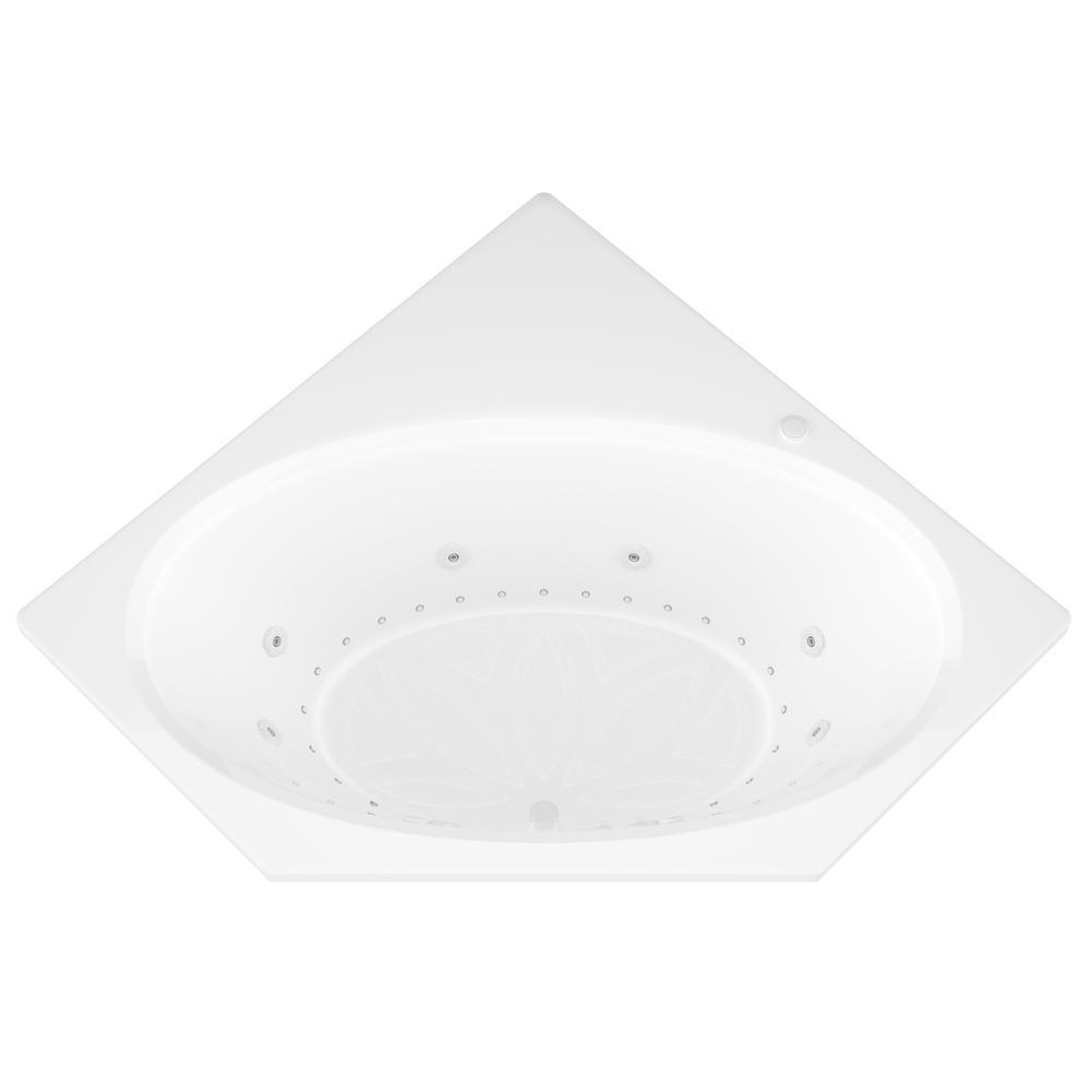 Mali 5 ft. Acrylic Corner Drop-in Whirlpool Air Bathtub in White - Super Arbor