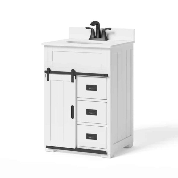 Style Selections Morriston 24-in White Undermount Single Sink Bathroom Vanity with White Engineered Stone Top