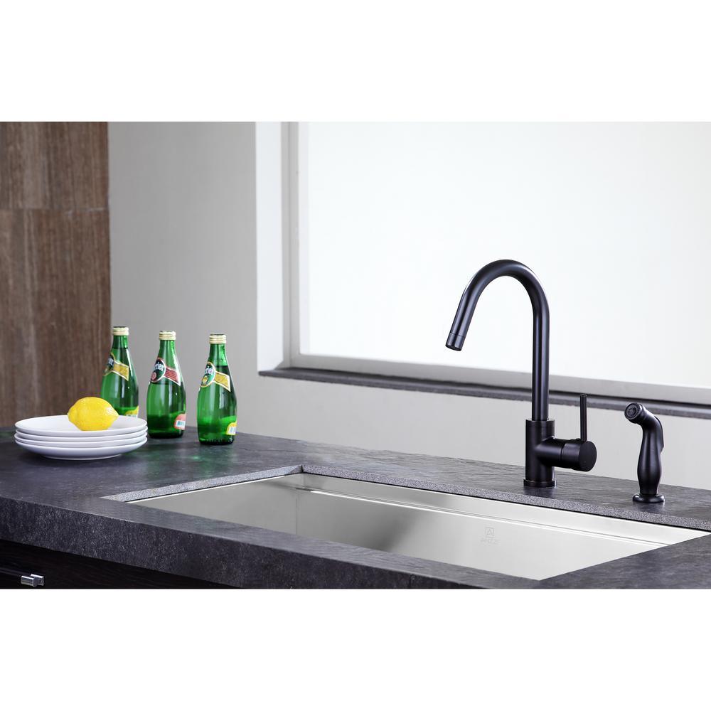 Farnese Single-Handle Standard Kitchen Faucet with Side Sprayer in Oil Rubbed Bronze - Super Arbor