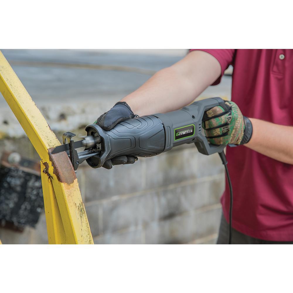 7.5 Amp Variable Speed Reciprocating Saw with Wood/Metal Cutting Blades, Quick Change and Adjustable Pivot Shoe - Super Arbor