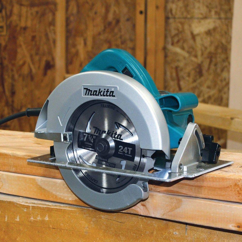7-1/4 in. 15 Amp Corded Circular Saw with Dust Port 2 LED Lights 24T Carbide Blade - Super Arbor