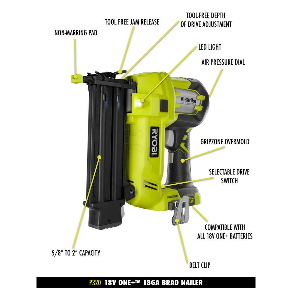 18V ONE+ Cordless AirStrike 18-Gauge Brad Nailer, 16-Gauge Straight Finish Nailer Kit w/(1)1.5Ah Battery and Charger - Super Arbor