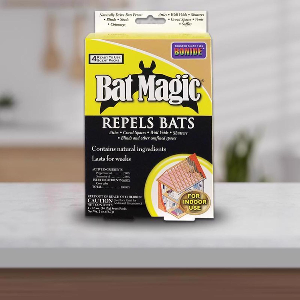 Bonide Bat Magic Animal Repellent Granules for Bats, 2 oz (4 Scent Packs)