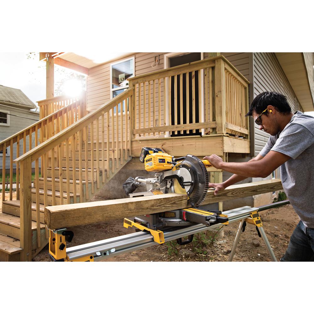 FLEXVOLT 120-Volt MAX Lithium-Ion Cordless Brushless 12 in. Sliding Miter Saw w/ (2) Batteries 2Ah and Bonus Stand