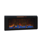 Helen 48 in. Wall-Mount Electric Fireplace in Black - Super Arbor
