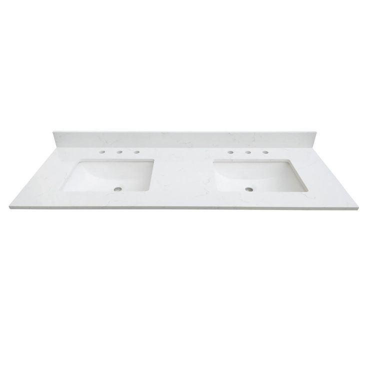 61 in. W x 22 in. D x 0.75 in. H Quartz Vanity Top in Carrara White with White Basin