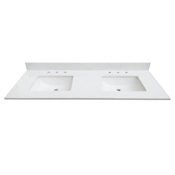 61 in. W x 22 in. D x 0.75 in. H Quartz Vanity Top in Carrara White with White Basin