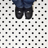 Merola Tile Metro Hex Matte White with Black Dot 10-1/4 in. x 11-7/8 in. x 6mm Porcelain Mosaic Tile (8.65 sq. ft. / Case)
