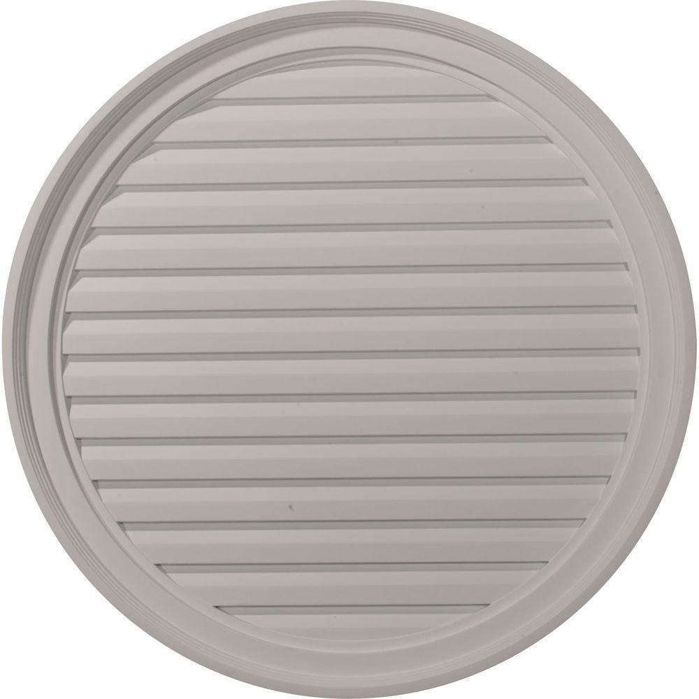 30 in. x 30 in. Round Primed Polyurethane Paintable Gable Louver Vent - Super Arbor