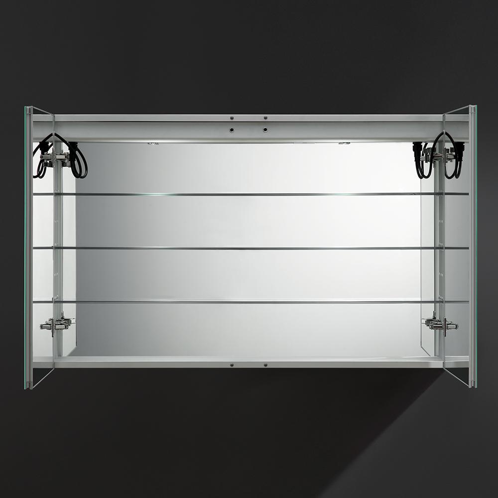 Spazio 48 in. W x 30 in. H Recessed or Surface Mount Medicine Cabinet with LED Lighting and Mirror Defogger - Super Arbor