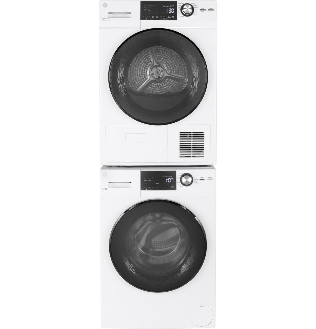 GE 2.4 cu. ft. High-Efficiency Stackable Front-Load Washer with Steam, White, ENERGY STAR (GFW148SSMWW)
