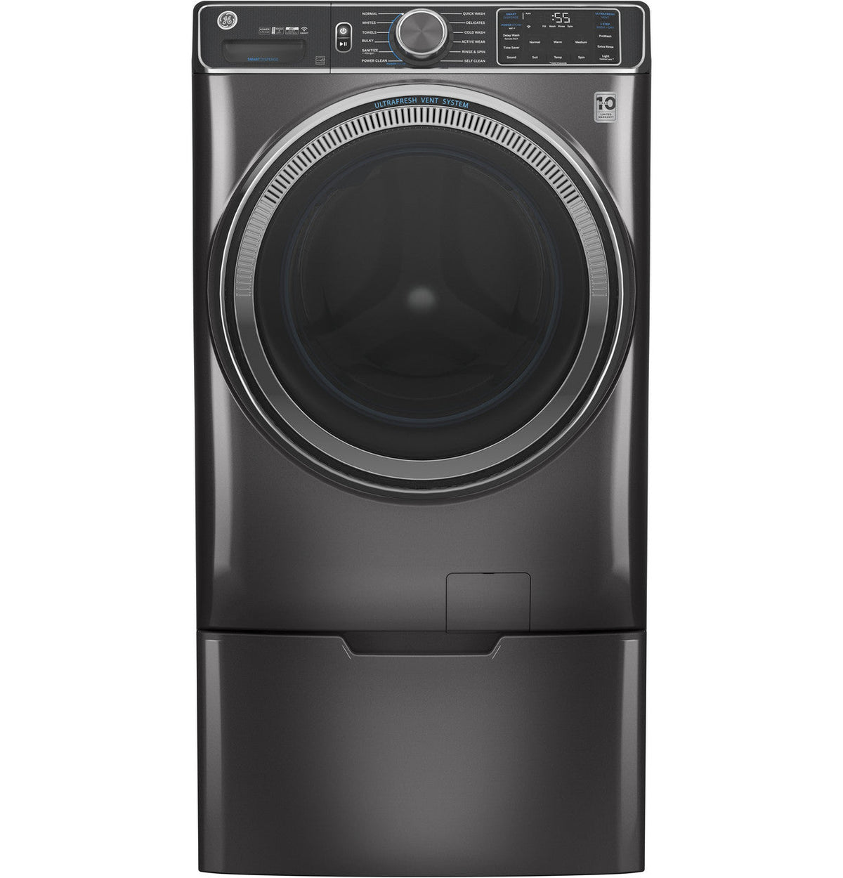 GE UltraFresh Vent System 5-cu ft Stackable Steam Cycle Front-Load Washer (Sapphire Blue) ENERGY STAR