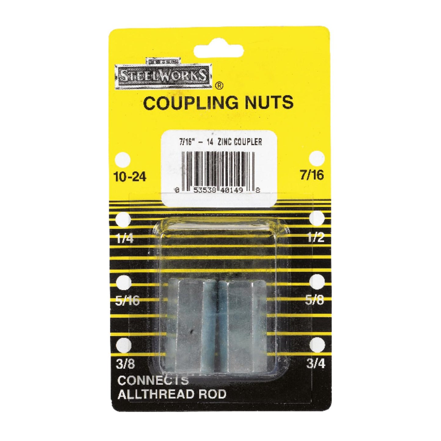 Boltmaster 7/16 in.-14 Zinc-Plated Steel Coupling Nuts, 2-Pack