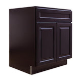Newport Ready to Assemble 24x34.5x24 in. Sink Base Cabinet with 2-Door and 1-Fake Drawer in Dark Espresso - Super Arbor