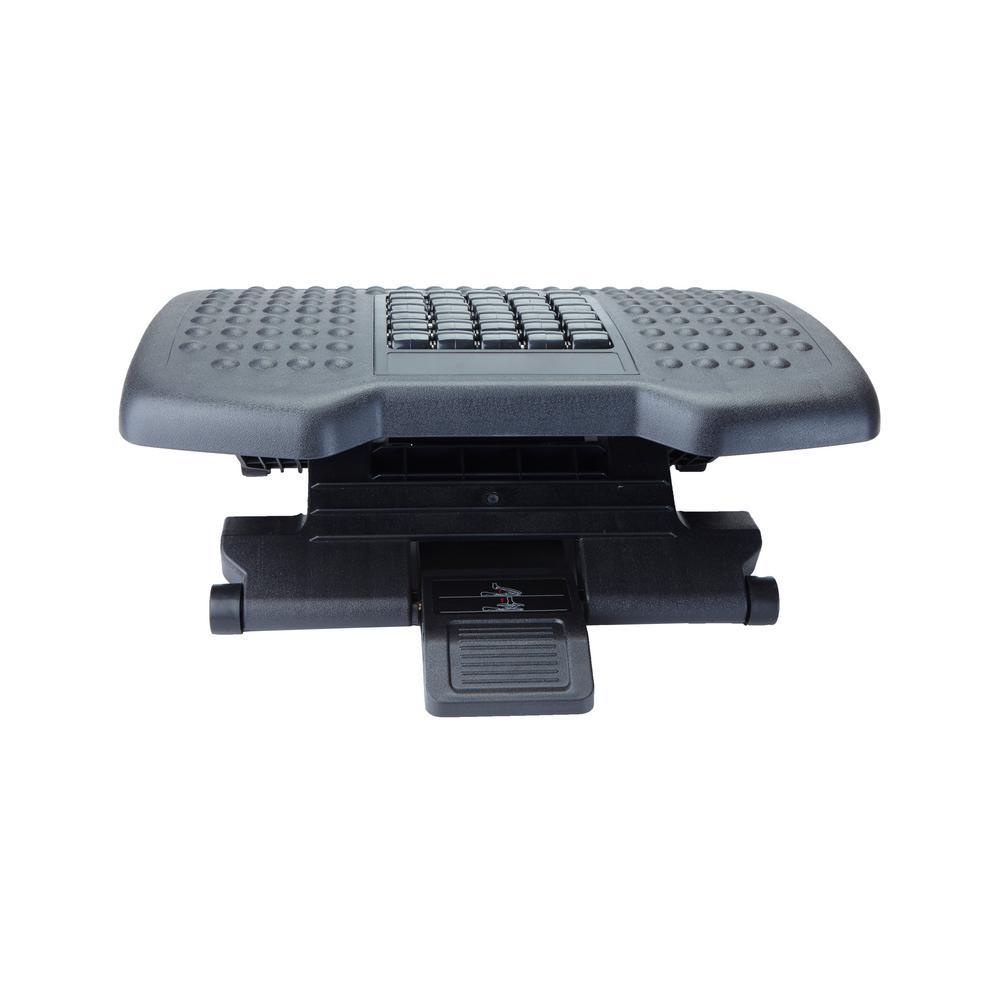 Black Adjustable Height Ergonomic Foot Rest with Massage Rollers - Super Arbor