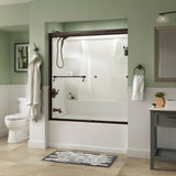 Portman 60 in. x 58-1/8 in. Semi-Frameless Traditional Sliding Bathtub Door in Bronze with Rain Glass - Super Arbor