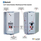 Bluetooth 6.50 in. Indoor/Outdoor Weatherproof Patio Speakers Wireless Outdoor Speakers, Beige - Super Arbor