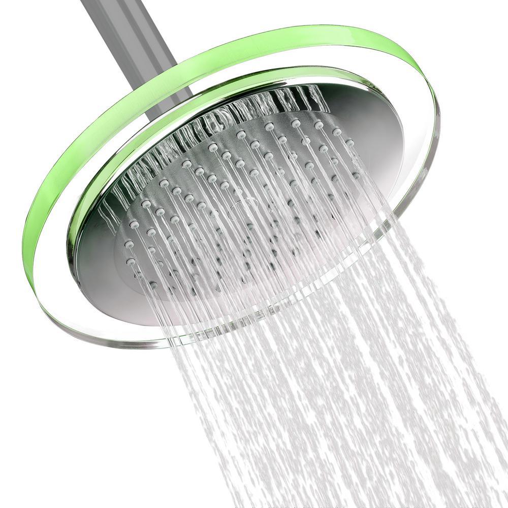 1-Spray 11.81 in. Single Wall Mount Fixed Rain Shower Head in Green - Super Arbor