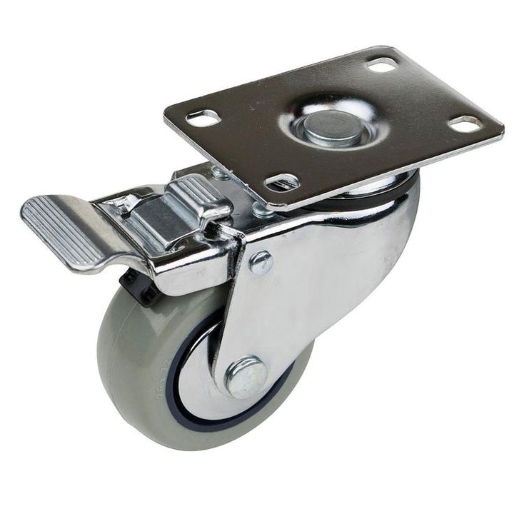 3 in. Dia Swivel Double Lock Polyurethane Plate Caster in Gray (4-Pack)