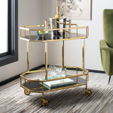 Safavieh Gold Metal Base with Glass Top Kitchen Cart (29.6-in x 16.5-in x 29.8-in)