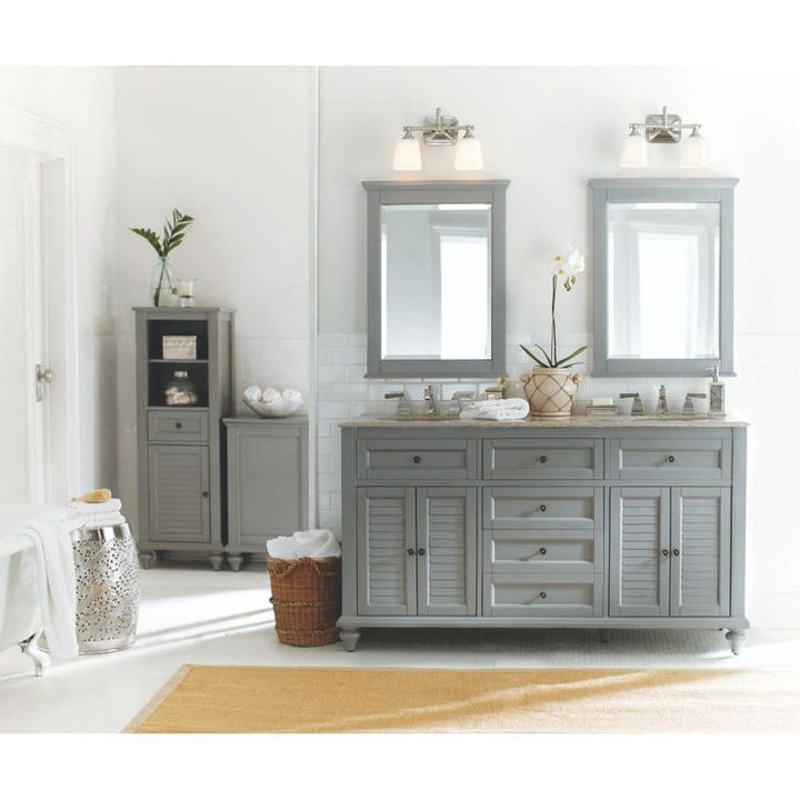 24.00 in. W x 32.00 in. H Framed Rectangular Bathroom Vanity Mirror in Gray