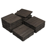 Topeakmart Pack of 27 Interlocking Wood Flooring Tiles Indoor & Outdoor for Patio Garden Deck Poolside 12''x12'' Dark Brown