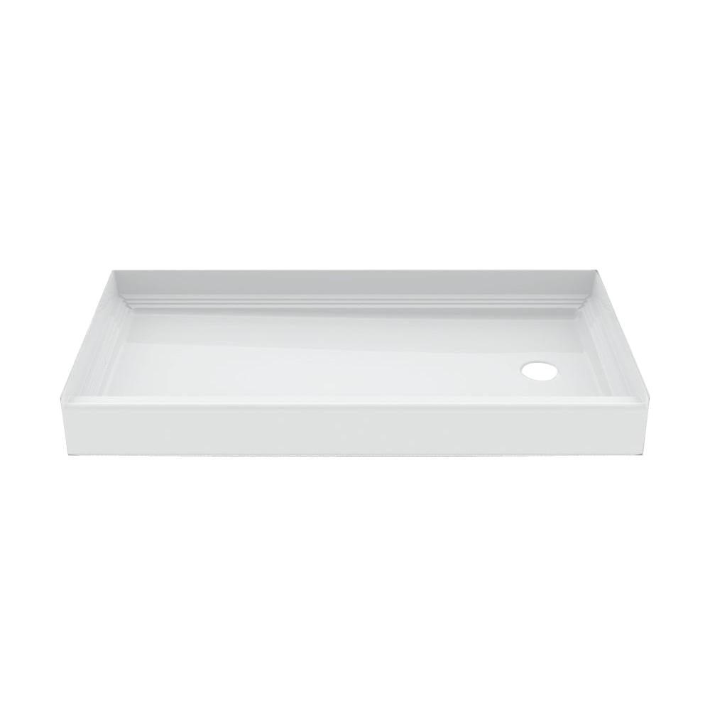 A2 60 in. x 30 in. Single Threshold Left Drain Shower Pan in White - Super Arbor
