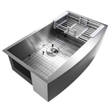 Handcrafted All-in-One Farmhouse Apron Front Stainless Steel 30 in. x 20 in. x 9 in. Single Bowl Kitchen Sink